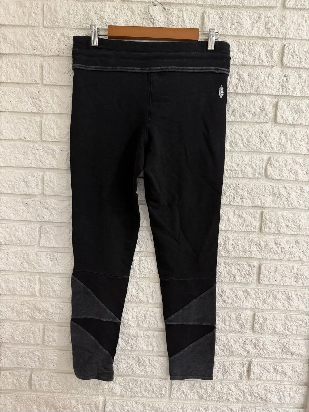 Free People Kyoto Black Washed Drawstring Patch-Pocket Leggings